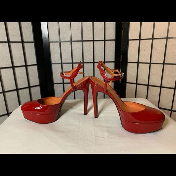 Bright Red Via Spiga platform heel sz 5.5M - Picture 2 of 8